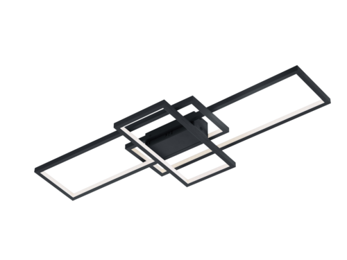 Plafondlamp Gormes antraciet set van 3 met moderne rechthoekige LED-ringen en verstelbaar licht