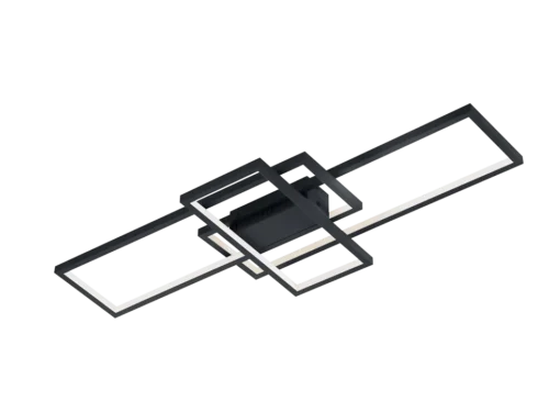Plafondlamp Gormes antraciet set van 3 met moderne rechthoekige LED-ringen en verstelbaar licht