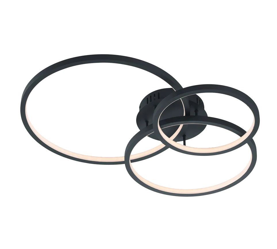 Plafondlamp Tare Antraciet set van 3 met moderne LED ringen en dimbare lichtkleur