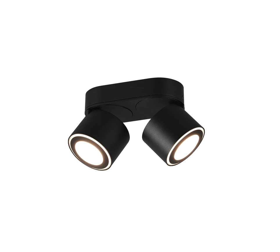 Plafondlamp Caalum mat zwart, set van 3 met draaibare spots en geïntegreerde LED