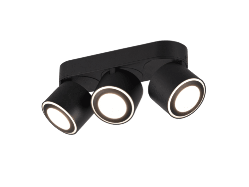 Plafondlamp Naaku mat zwart, set van 3 verstelbare spots met warm wit LED-licht