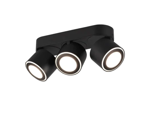 Plafondlamp Naaku mat zwart, set van 3 verstelbare spots met warm wit LED-licht