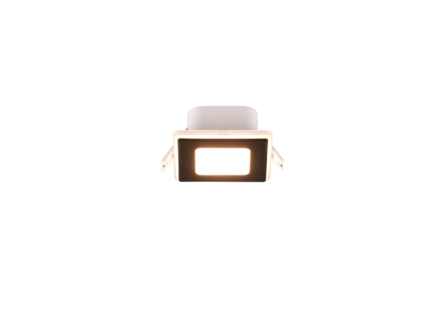 Inbouwspot Ellecom mat zwart, vierkante LED spot met warm licht, set van 3