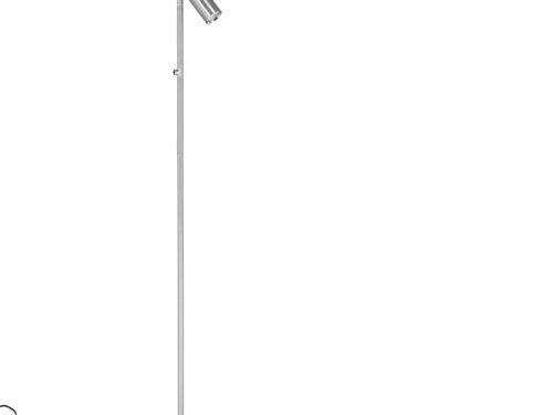 Vloerlamp Skeerdor zilver, slank stalen design met verstelbare kap en ronde voet, H150 cm