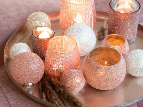 Kerstballen Pernan glas zilver, set van 8, kleine decoratieve kerstballen voor stijlvolle kerstdecoratie