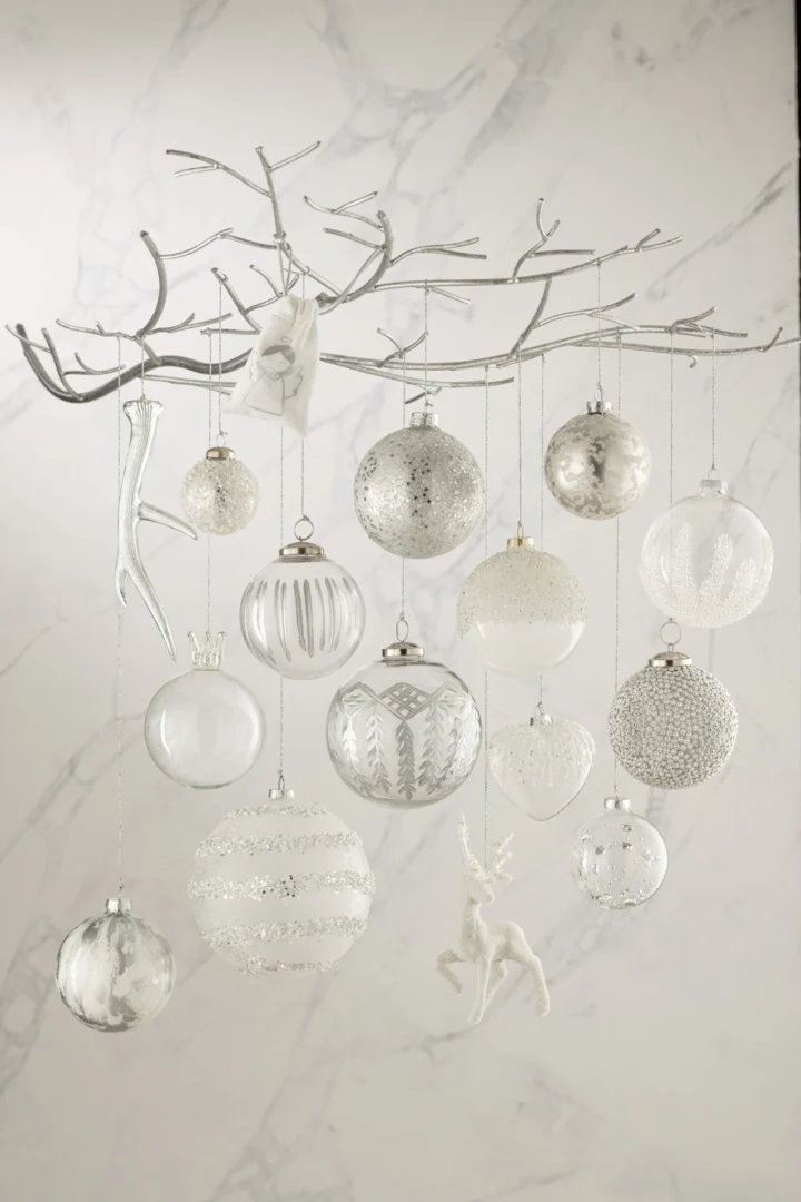 Kerstballen Pernan Glas Zilver - Set van 8 - Afbeelding 2