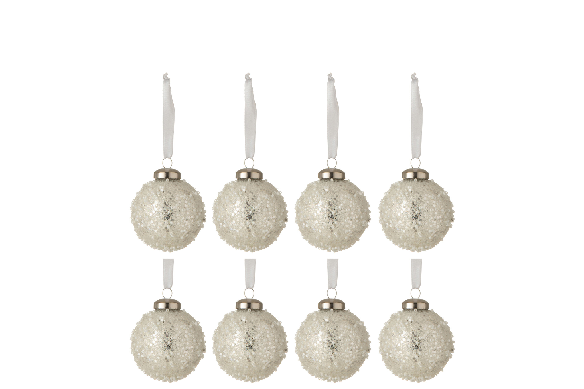 Kerstballen Pernan Glas Zilver - Set van 8 - Afbeelding 3