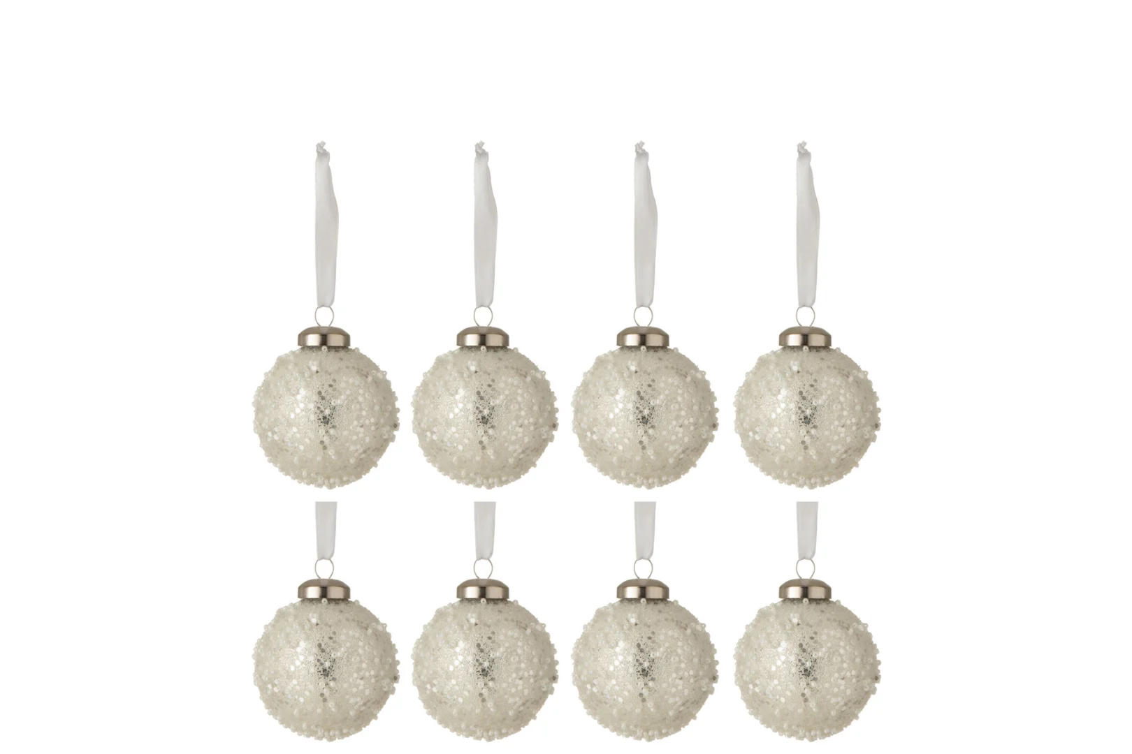 Kerstballen Pernan Glas Zilver - Set van 8 - Afbeelding 3