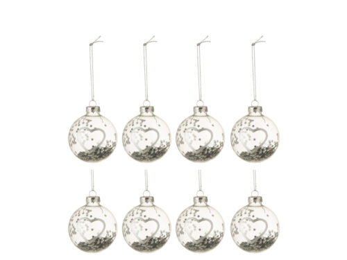 Opbergdoos Lincoln glas zilver met hartvorm en sterrendecoratie, feestelijk en compact design