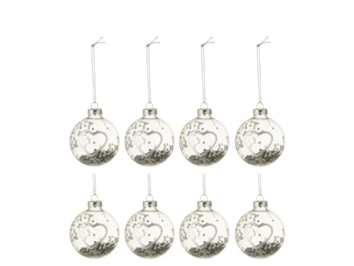 Opbergdoos Lincoln glas zilver met hartvorm en sterrendecoratie, feestelijk en compact design