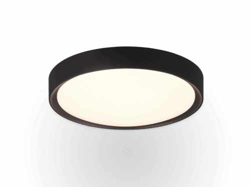 Plafondlamp Terdan mat zwart Ø33 cm met wit acryl en warm LED-licht, set van 3