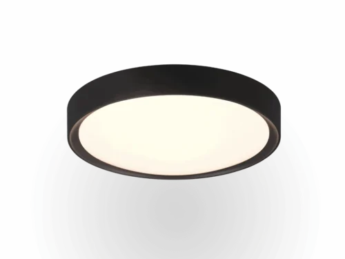 Plafondlamp Terdan mat zwart Ø33 cm met wit acryl en warm LED-licht, set van 3