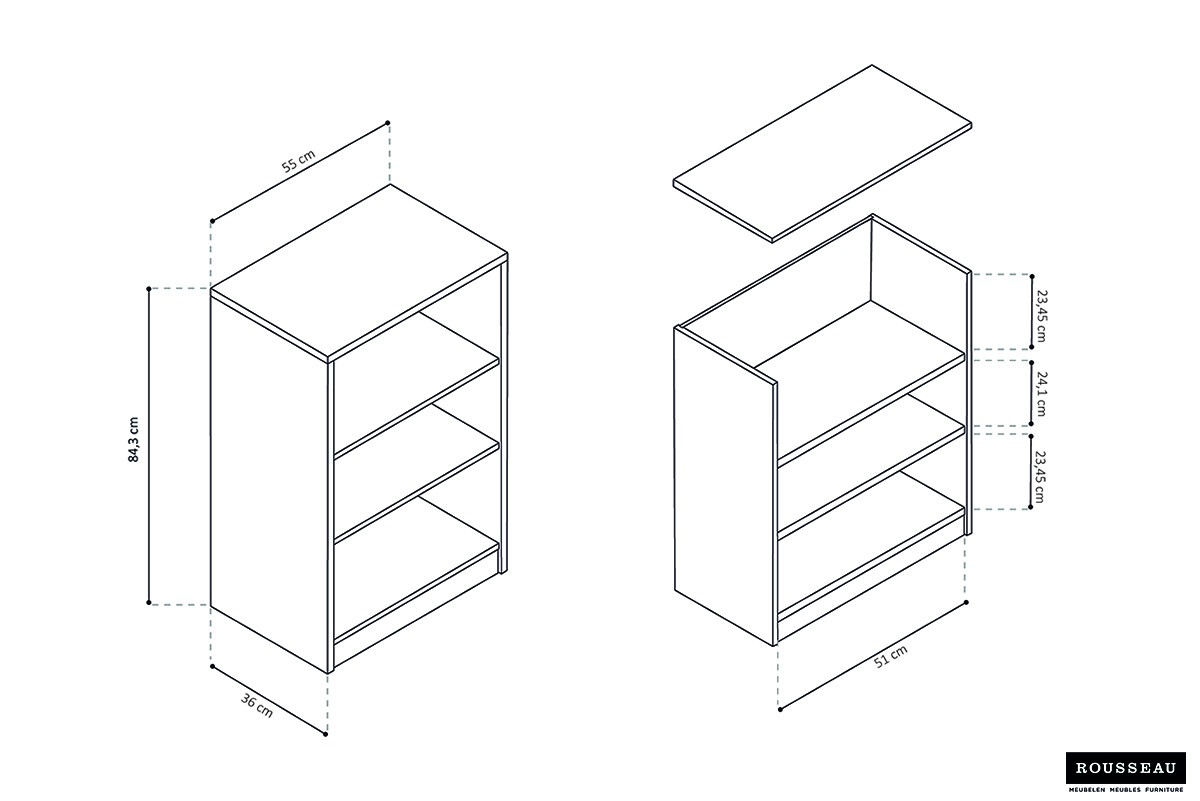 Boekenkast Slauvol 55 cm - Afbeelding 7