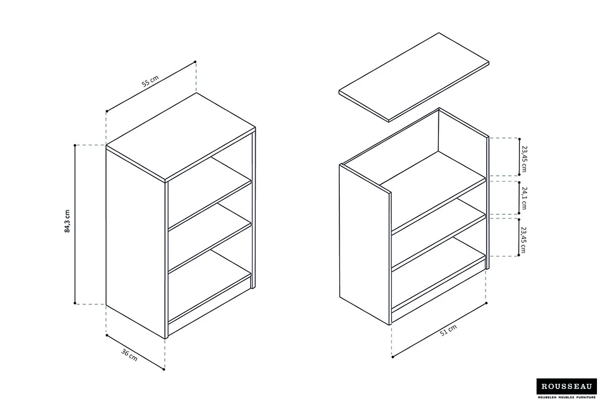 Boekenkast Slauvol 55 cm - Afbeelding 7