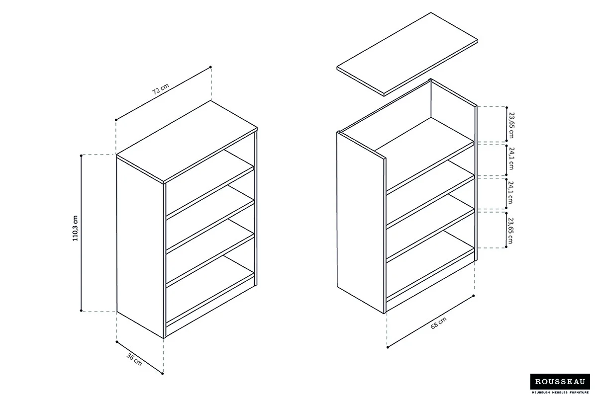 Boekenkast Vuvan 72 cm - Afbeelding 7