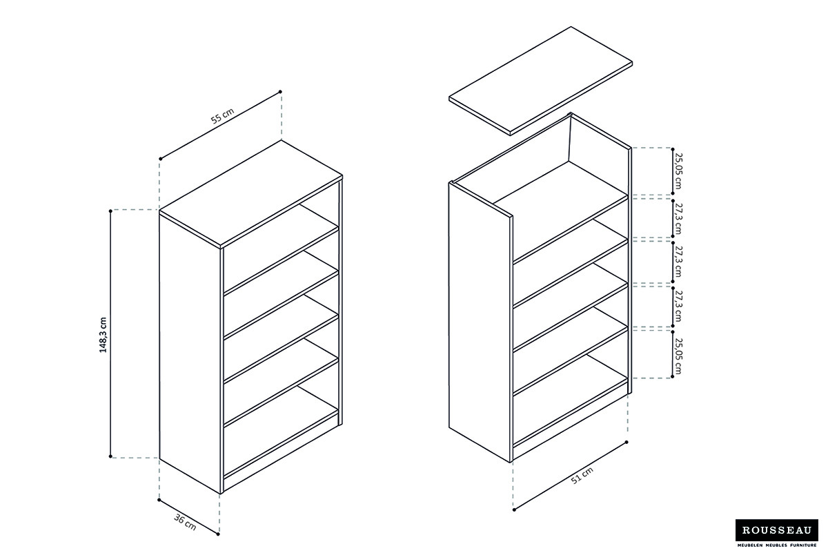 Boekenkast Raarmer 55 cm - Afbeelding 7