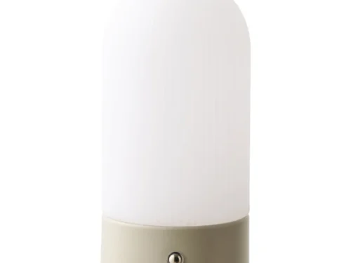 Tafellamp Kleisku beige/wit, oplaadbaar, compact design met moderne metalen basis, 18 cm hoog