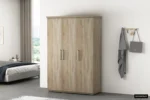 Kledingkast Stiestane 120 cm in licht hout met dubbele deuren en strakke handgrepen in een rustige slaapkamer