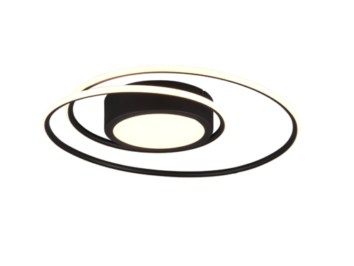 Plafondlamp Flaunner mat zwart Ø60 cm met geïntegreerde LED en modern ringdesign