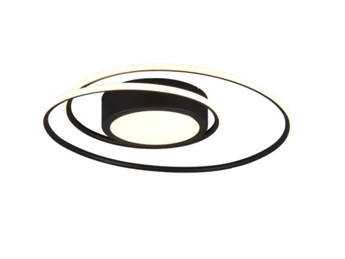 Plafondlamp Flaunner mat zwart Ø60 cm met geïntegreerde LED en modern ringdesign