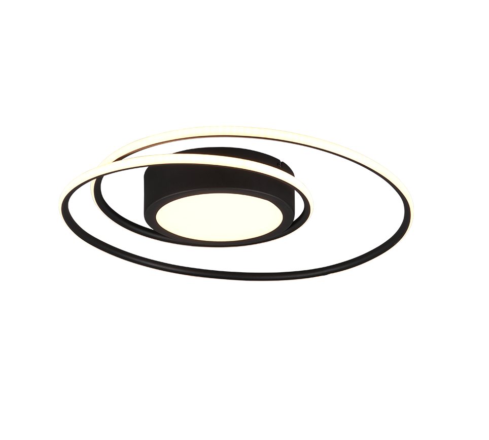 Plafondlamp Flaunner Mat Zwart Ø60 cm - Set van 3