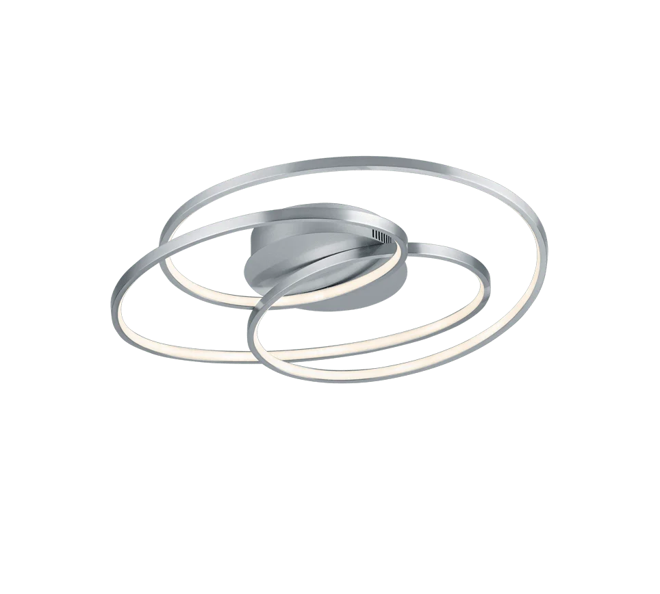 Plafondlamp Dierun mat nikkel, set van 3 ringen met geïntegreerde LED en warm wit licht