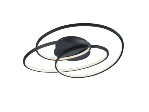 Plafondlamp Staldira mat zwart, set van 3 met slanke LED-ringen en modern design