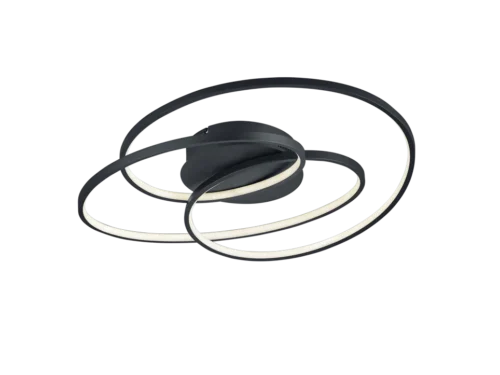 Plafondlamp Staldira mat zwart, set van 3 met slanke LED-ringen en modern design