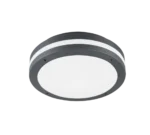 Plafondlamp Foskis antraciet Ø30 cm, ronde buitenlamp met geïntegreerde LED en warm wit licht