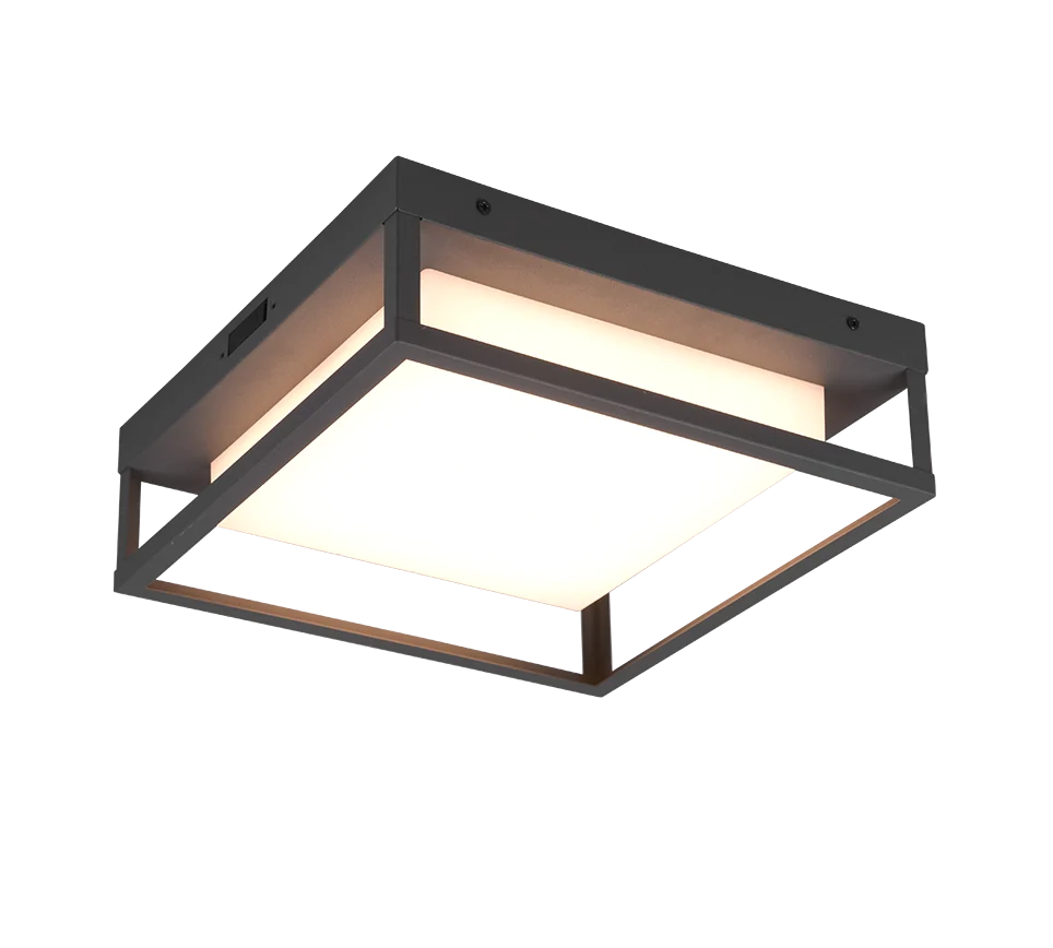 Plafondlamp Leinnol Antraciet set van 3, moderne LED buitenlamp met strak metalen design en gelijkmatig licht