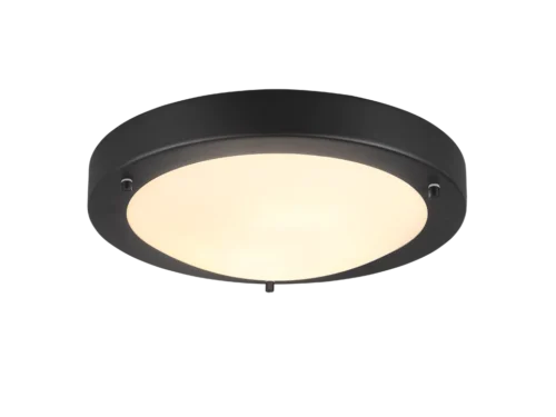 Sloonis matzwarte plafondlamp Ø31,5 cm met wit opaalglas, geschikt voor badkamer, set van 3