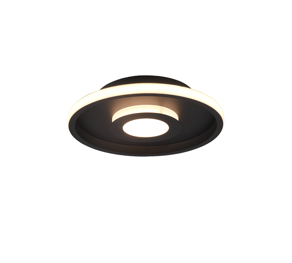 Plafondlamp Prultea Mat Zwart Ø30 cm - Set van 3