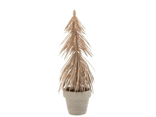 Kunstboom Jeirmum Klei Champagne H22 cm met subtiele glitter, in compacte decoratieve pot