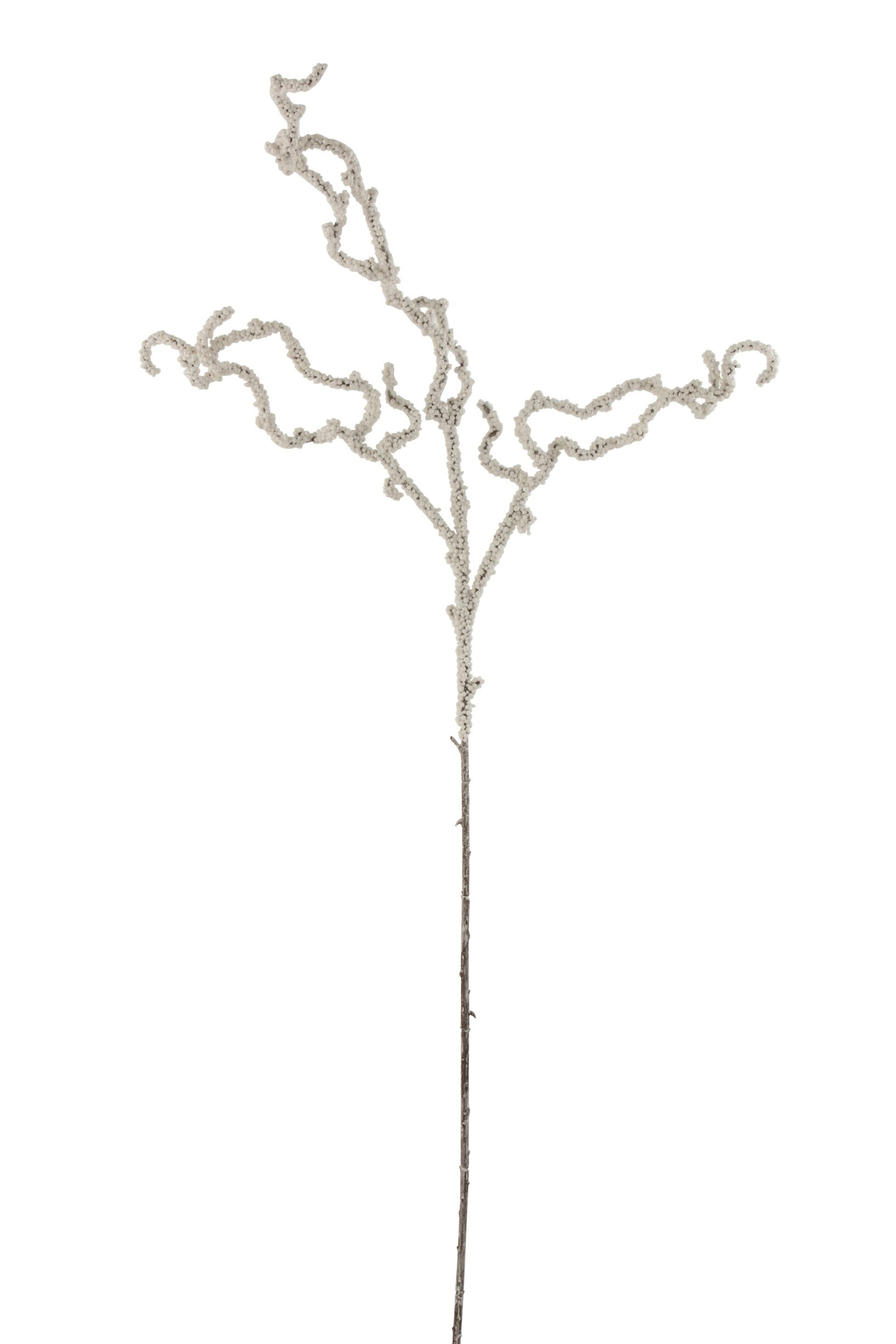Kunsttak Treemand Wit met krulvorm en witte glitterafwerking voor een winterse uitstraling
