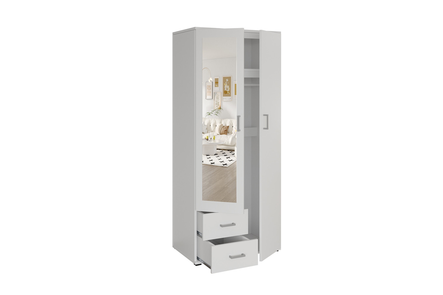 Kledingkast Gaammora Wit 80 cm - Afbeelding 4