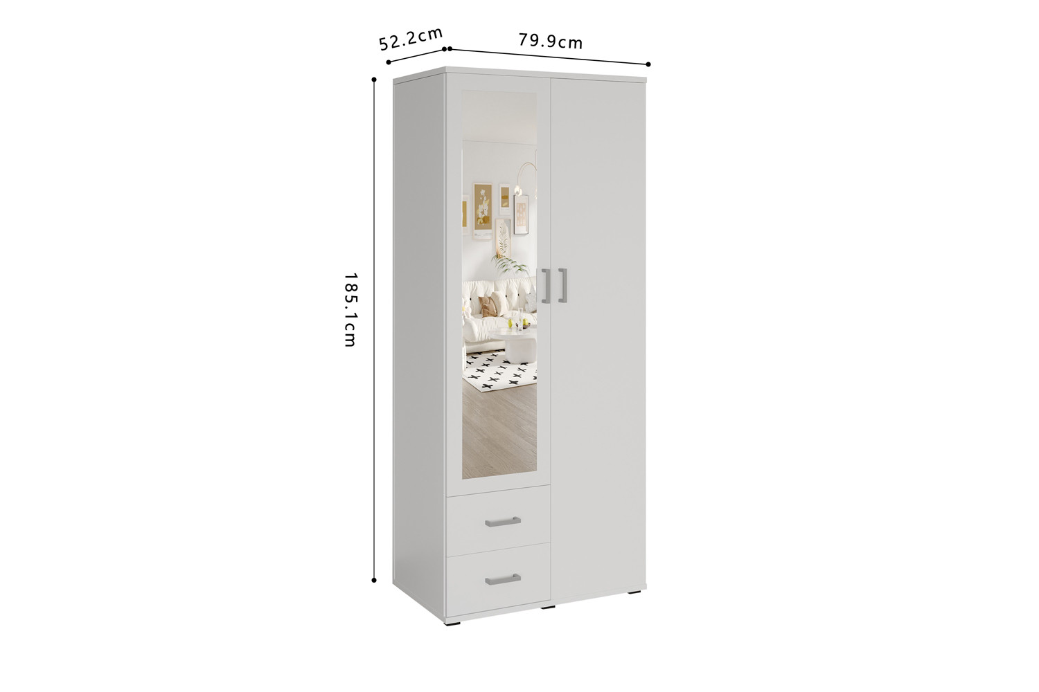 Kledingkast Gaammora Wit 80 cm - Afbeelding 8