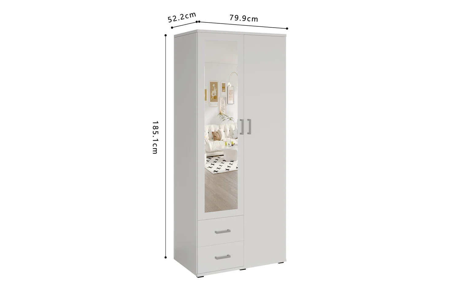 Kledingkast Gaammora Wit 80 cm - Afbeelding 8