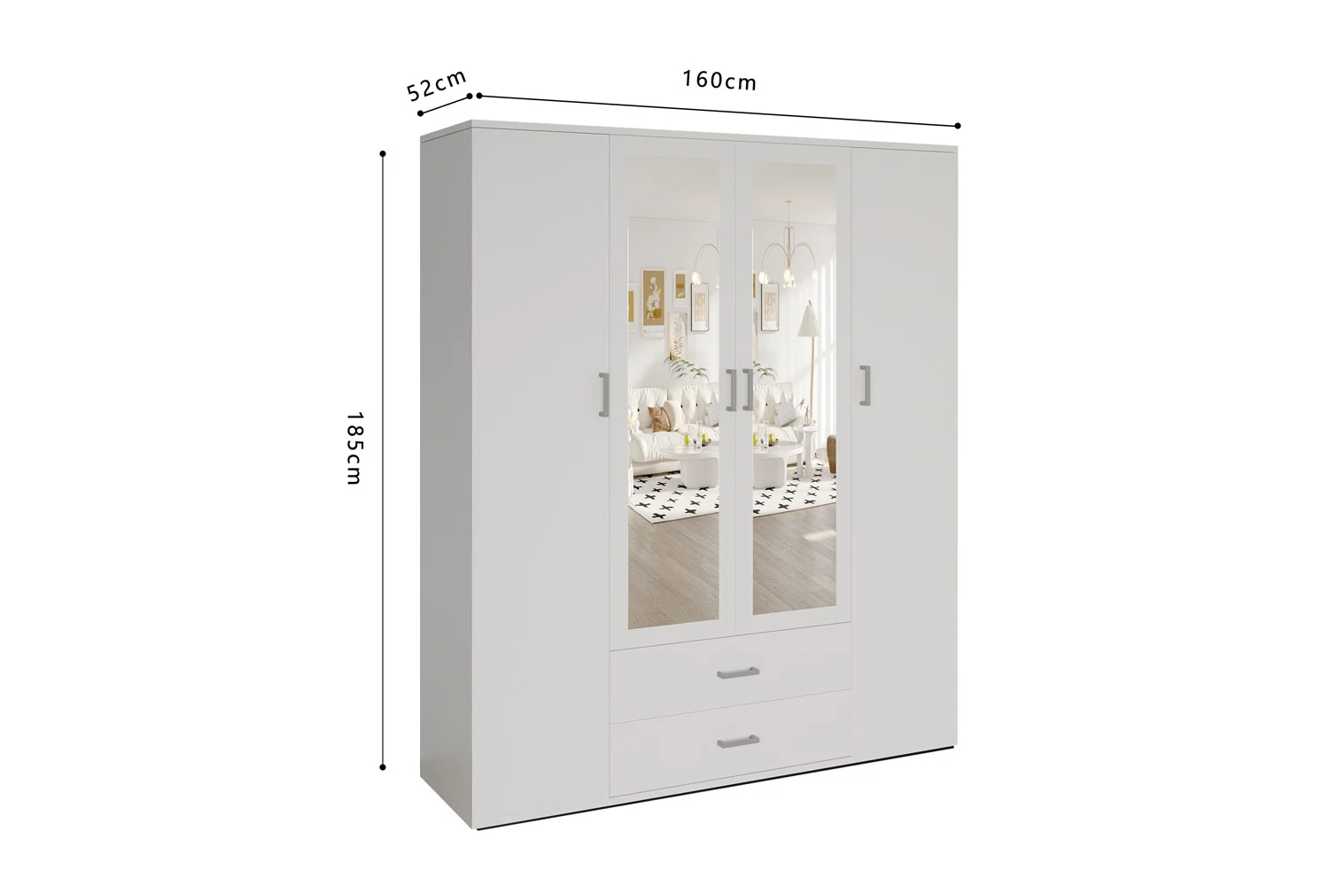 Kledingkast Raumon Wit 160 cm - Afbeelding 8