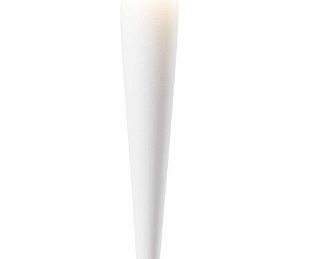 Buitenlamp Steensane Wit met slank design, geribbelde kap en ronde voet voor sfeervolle buitenverlichting