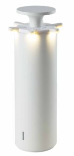 Stoormero wit oplaadbare LED-lamp met warm wit licht en modern cilindervormig design