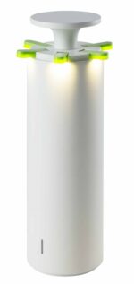 Lamp Vaannon, oplaadbare LED-tafellamp met limekleurige accenten en warm wit licht, compact design