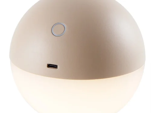 Buitenlamp Zentum zand, oplaadbare ronde LED-lamp met dimbaar warm licht en USB-oplaadpoort