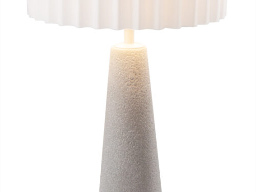 Lamp Proovane Beton, oplaadbare buiten-LED-lamp met cementkleurige voet en witte kap