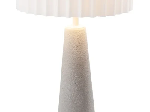 Lamp Proovane Beton, oplaadbare buiten-LED-lamp met cementkleurige voet en witte kap