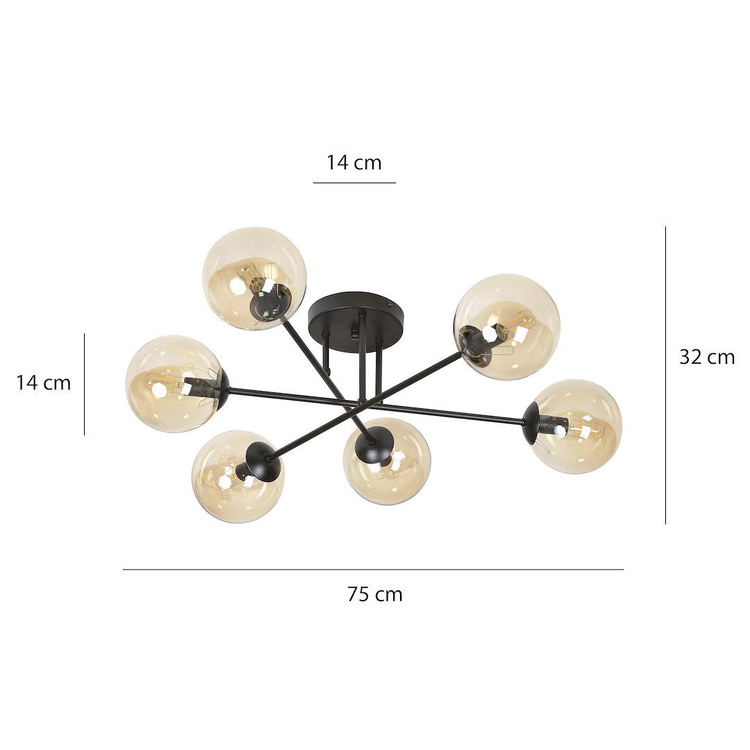 Plafondlamp Lievaro Zwart Ø14 cm - Afbeelding 3