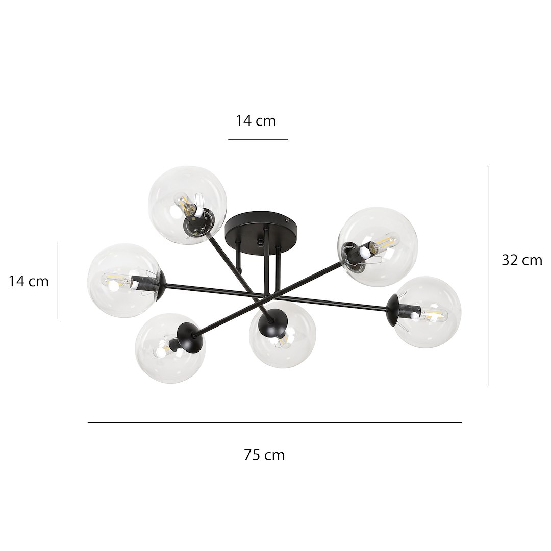 Plafondlamp Nusen Zwart Ø14 cm - Afbeelding 3
