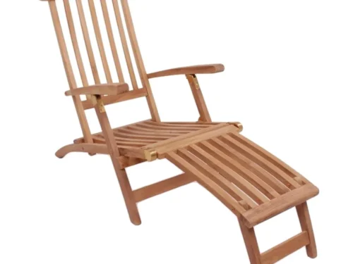 Ligstoel Slebi Teak Naturel met verstelbare rugleuning en inklapbare voetensteun