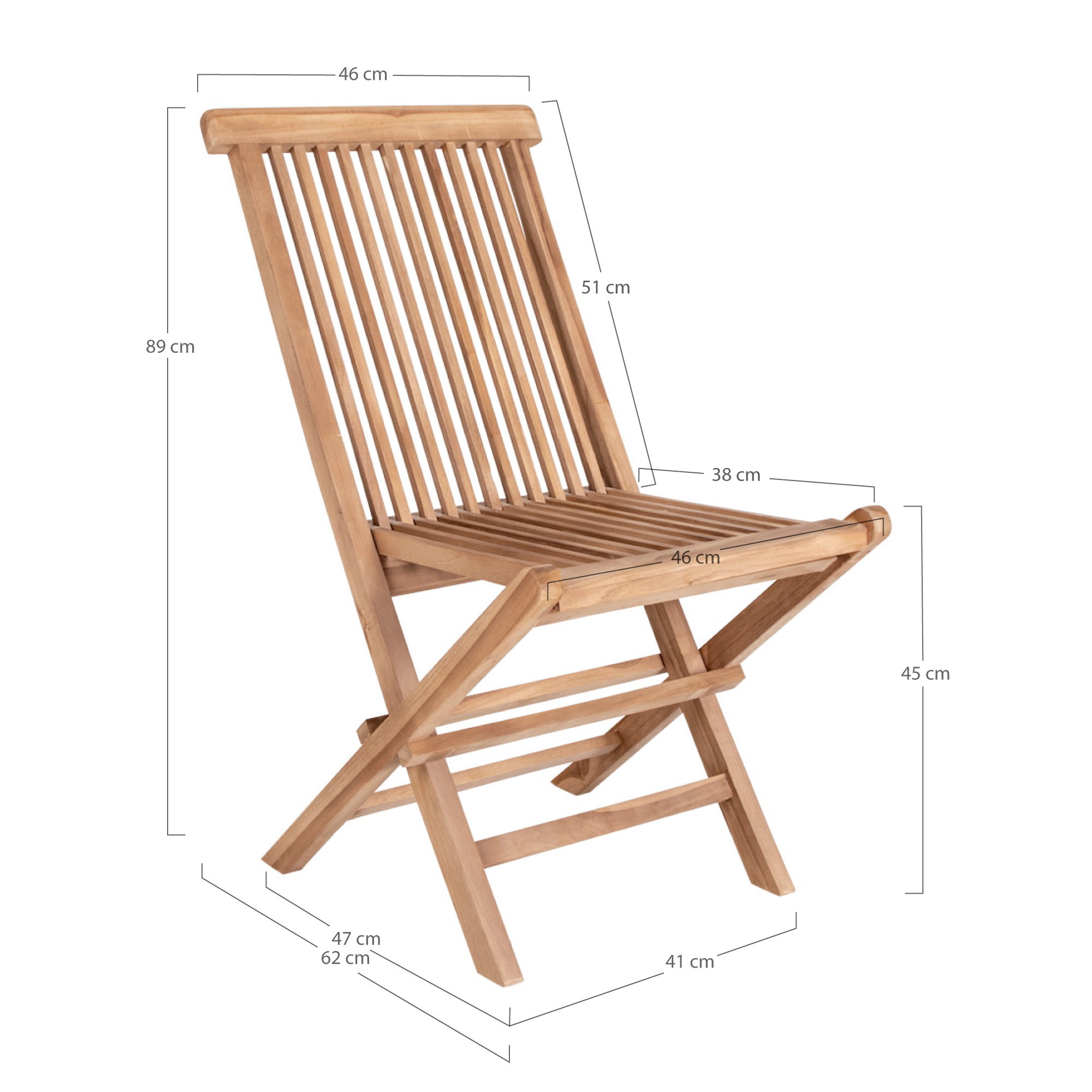 Eetkamerstoel Jornella Teak Naturel - Set van 2 - Afbeelding 5