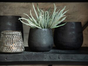 Bloempot Leirano Keramiek Zwart H14 cm