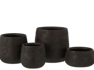 Bloempot Stiesik Keramiek Zwart H18 cm
